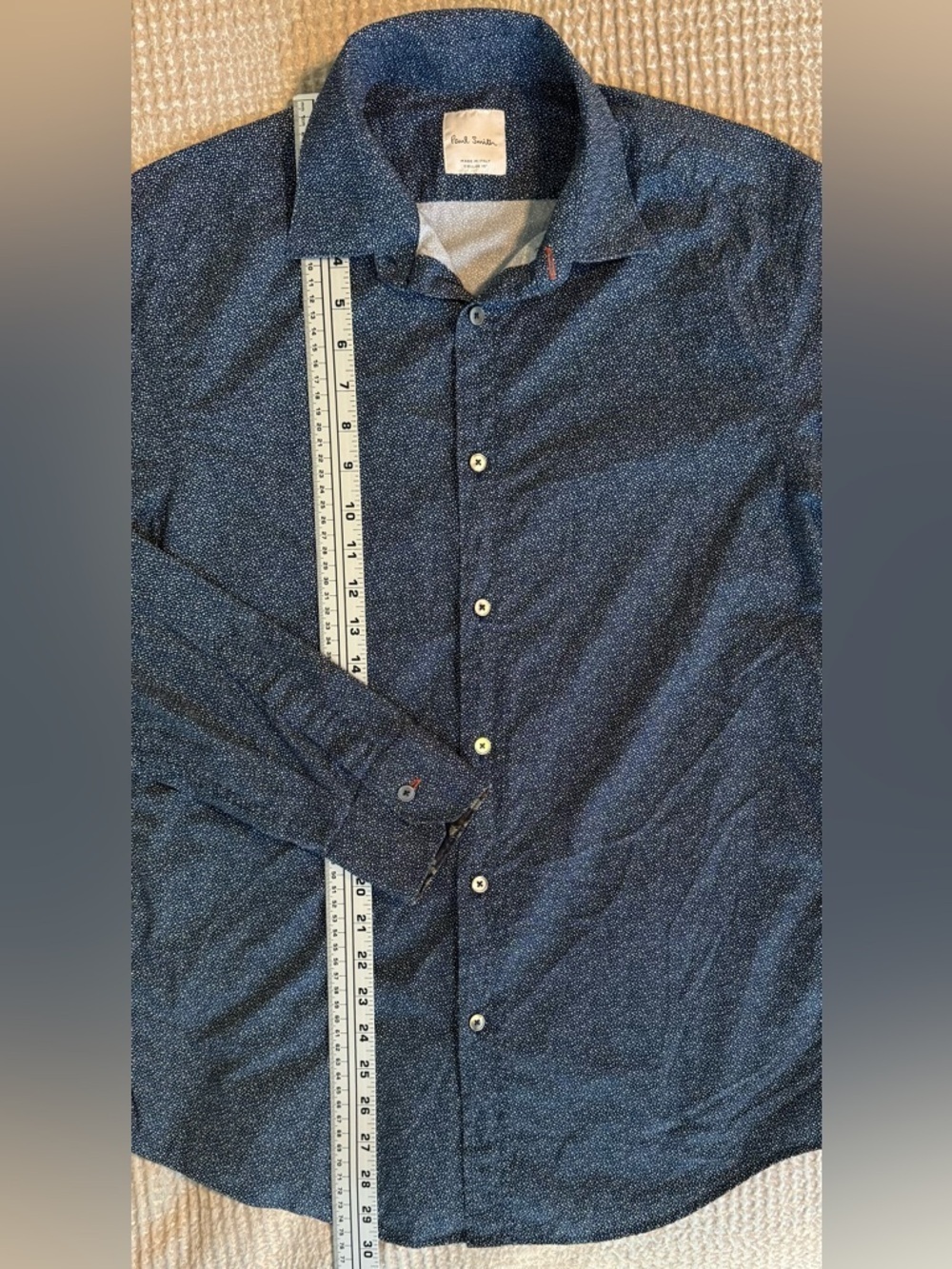 Paul Smith Made in Italy Shirt Mens 15 Blue Polka Dot Luxury - Picture 3 of 11